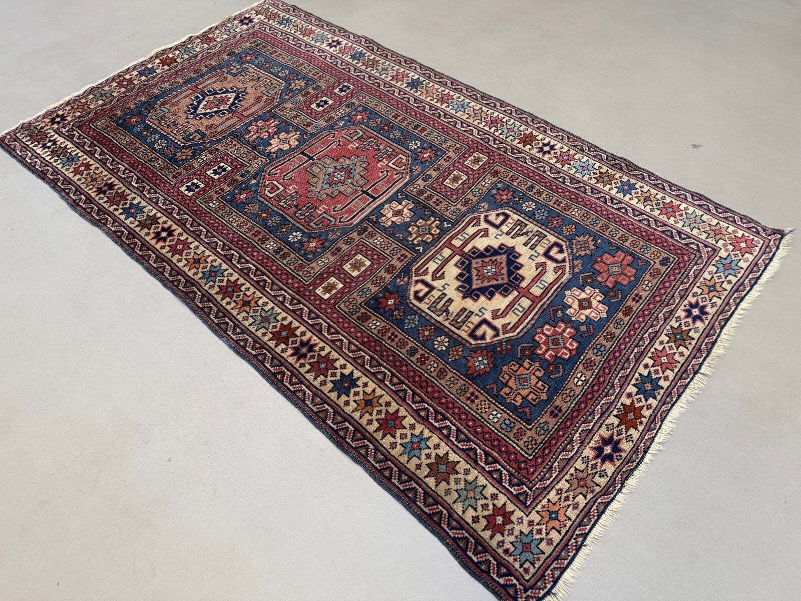Antique Caucasian Rug 215x126 Cm Lesghi Star Tribal Kazak Rug Large 2522 photo vintage