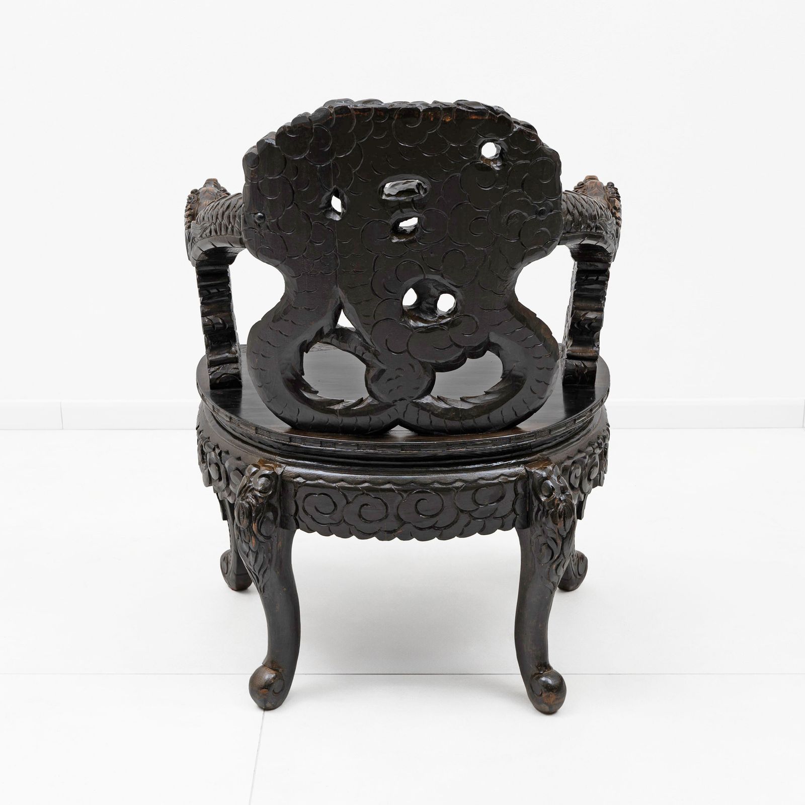 photo for sale Pair Of Chinese Qing Dynasty Carved Dragon Armchairs, Ebonized Hardwood, 19th