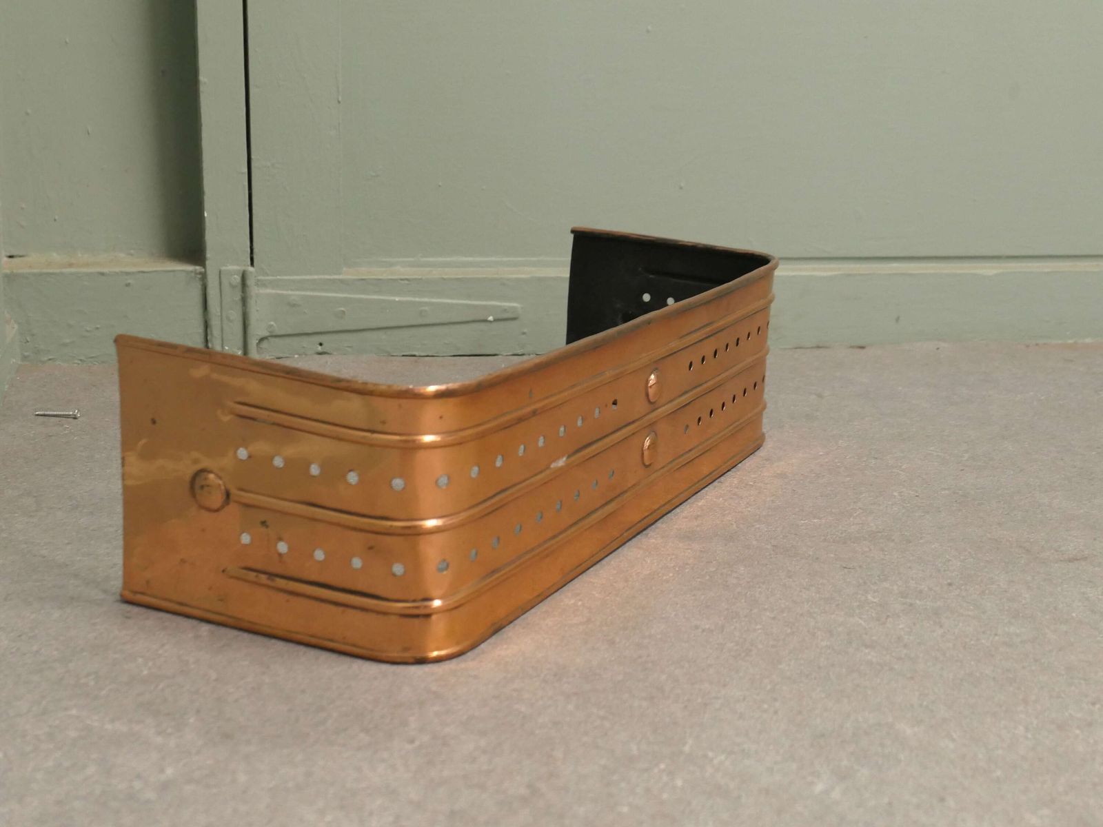 Victorian Art And Crafts Copper Fender This Is A Beautifully Designed Victorian Brass Fe photo for sale