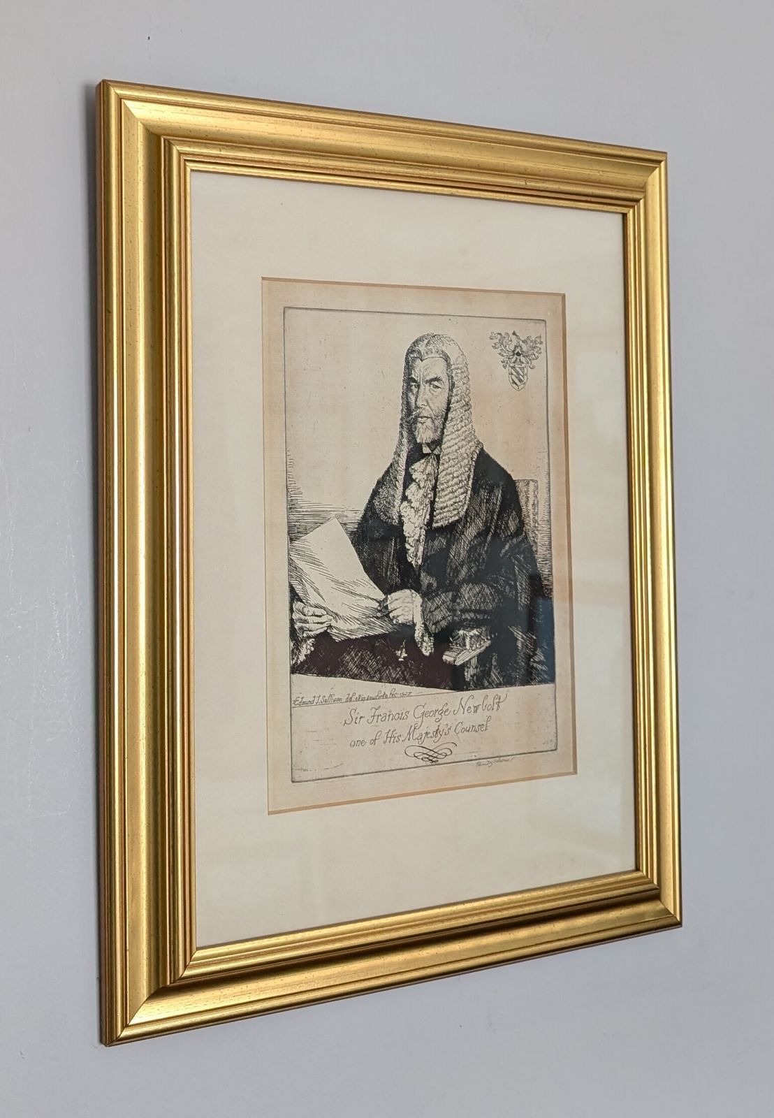 Antique Edmund Joseph Sullivan Signed Framed Etching Sir F G Newbolt photo for sale