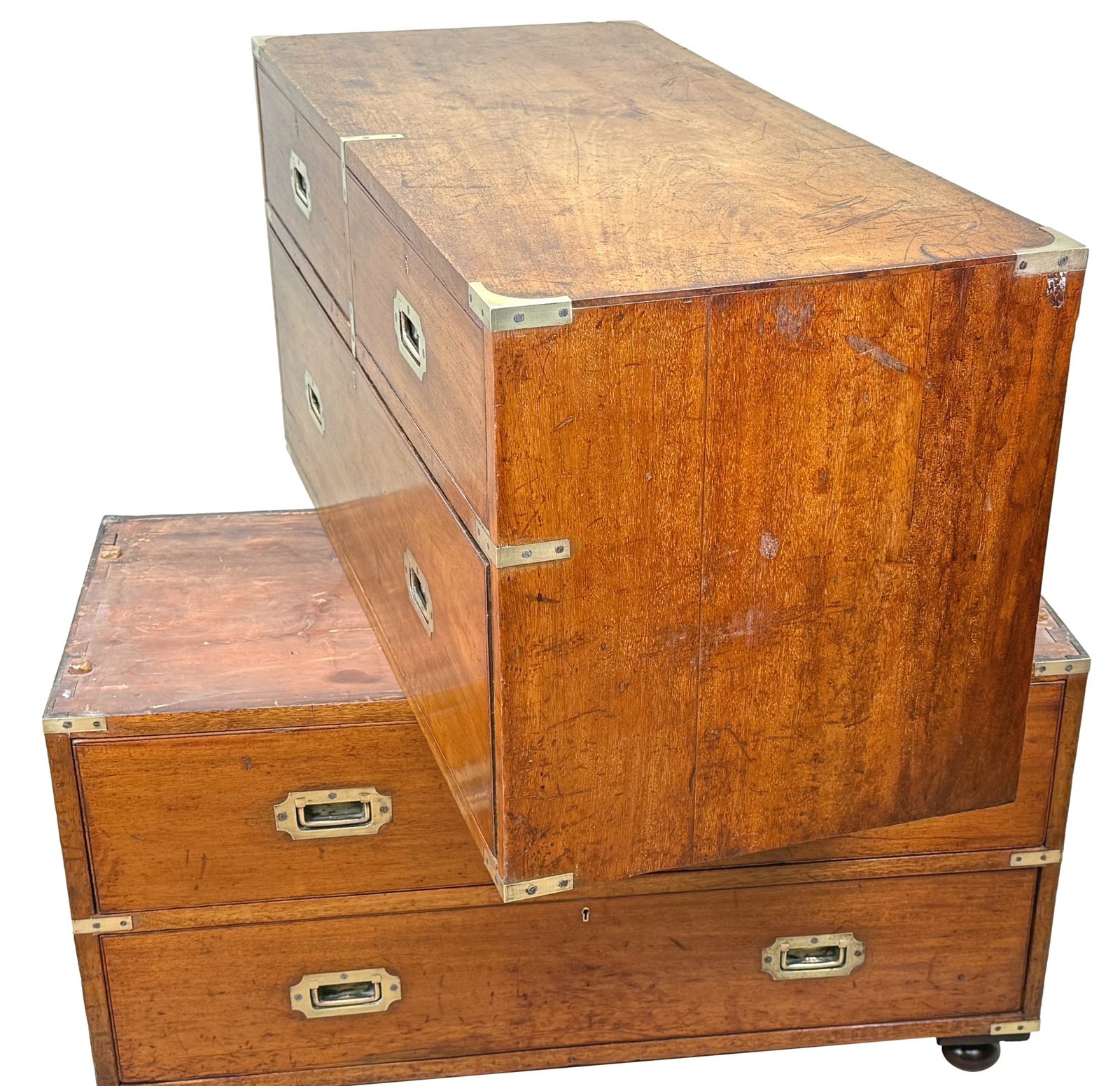 photo vintage Camphor Wood 19th Century Military Campaign Chest Of Drawers (England, Circa 1860)