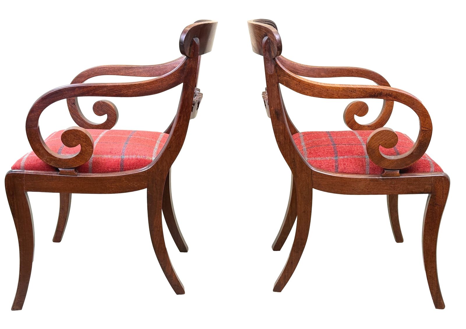 photo furniture Pair Of Large Regency Mahogany Carver Armchairs (England, Circa 1820)