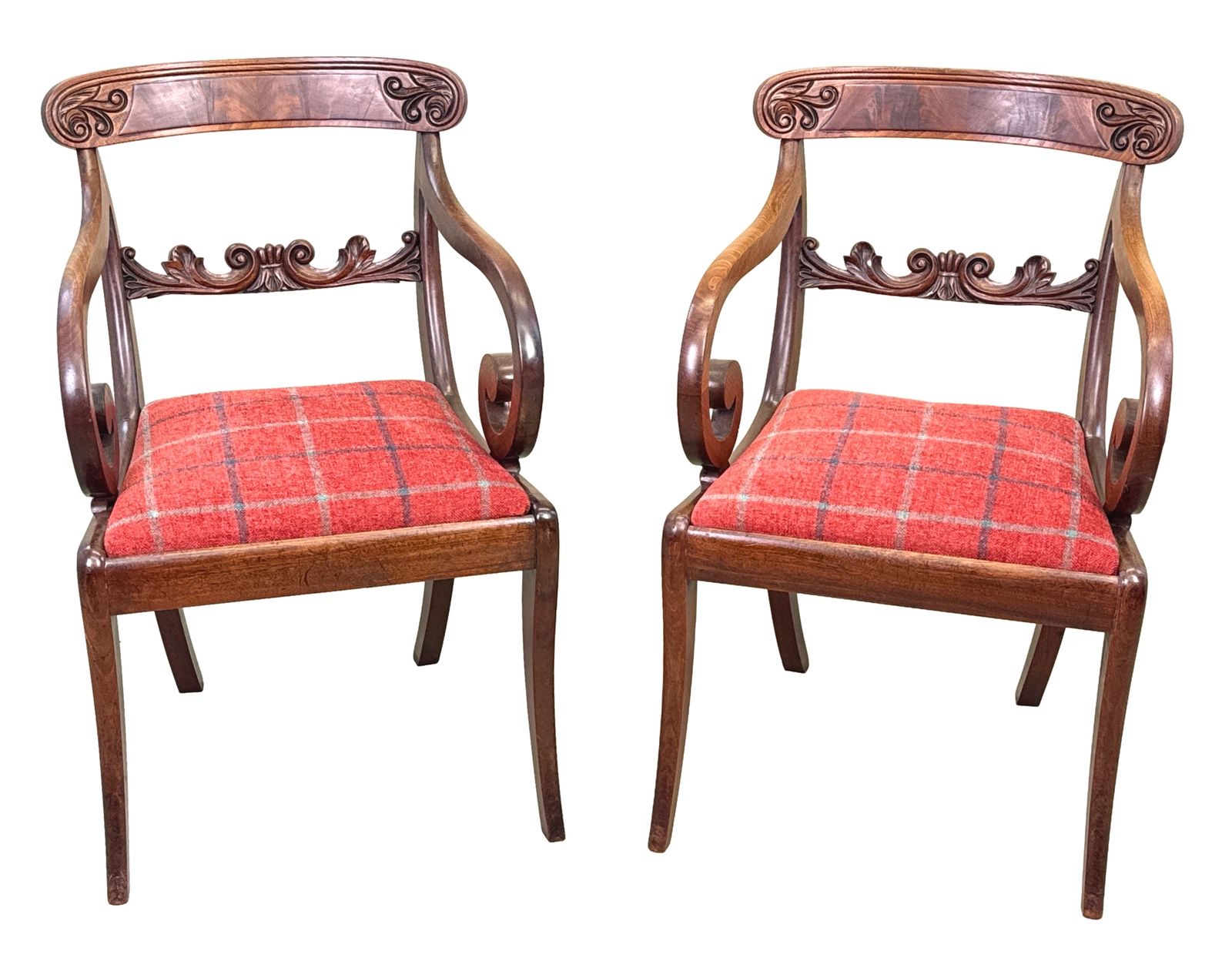 3200.0 Pair Of Large Regency Mahogany Carver Armchairs (England, Circa 1820) photo