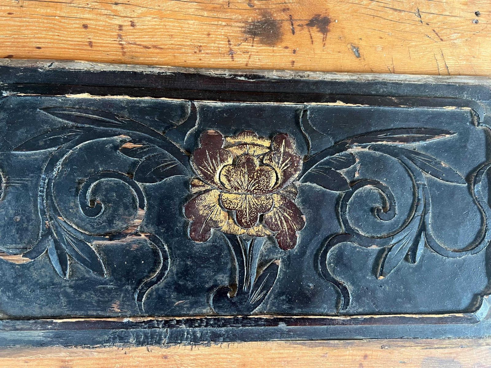 Antique Chinese Wood Carving   Xi’an Bird And Flower Market Fragment   Hand Carved Peony Panel   Architectural Salvage Rustic Decor
