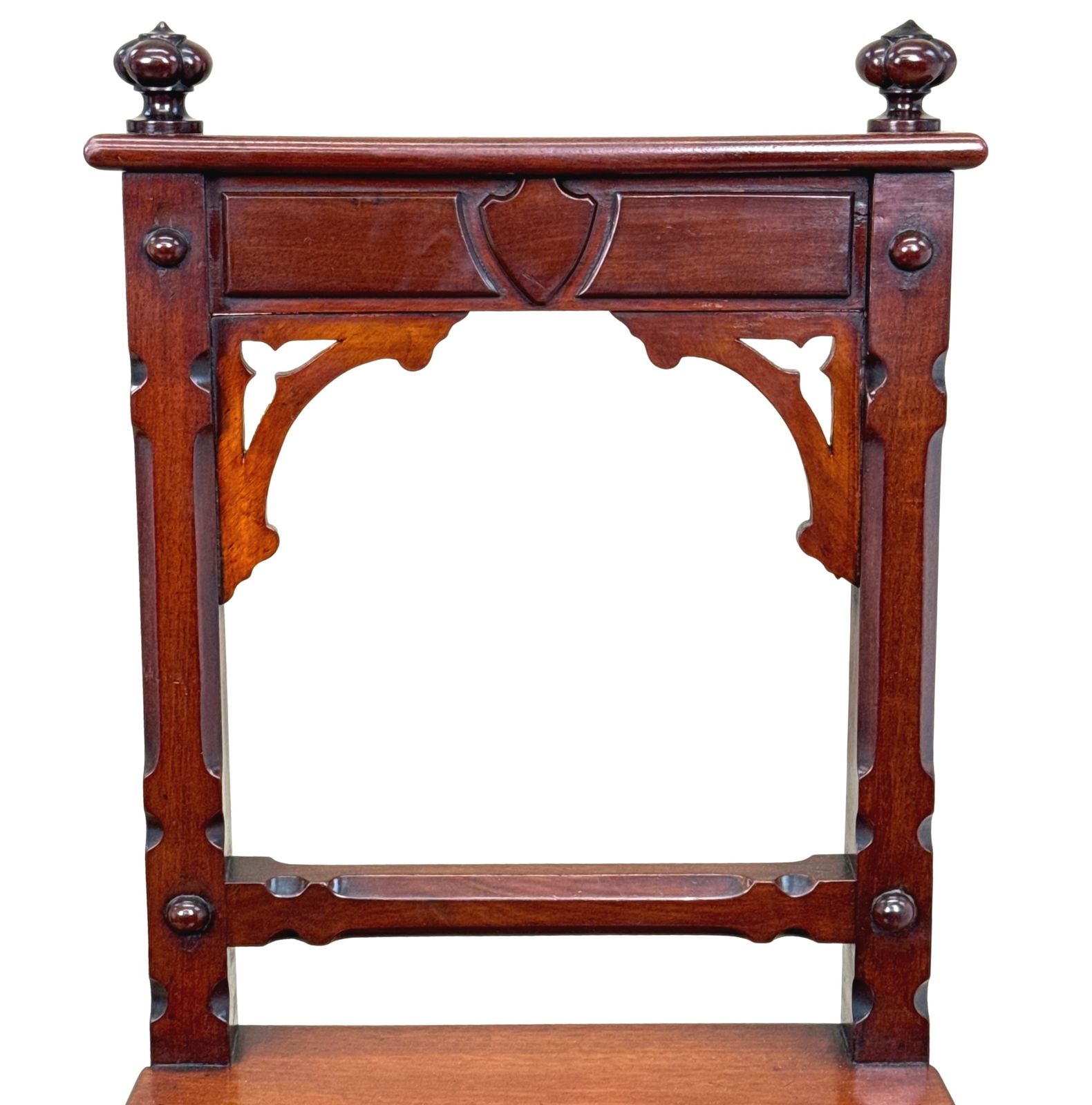 Pair Of Aesthetic Design Victorian Mahogany Hall Chairs (England, Circa 1880) photo for sale