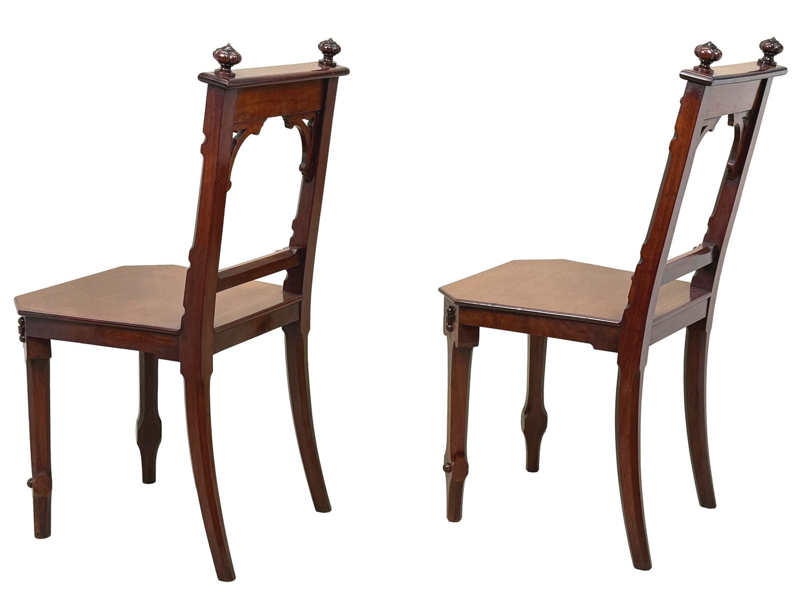 Pair Of Aesthetic Design Victorian Mahogany Hall Chairs (England, Circa 1880) photo 2350.0