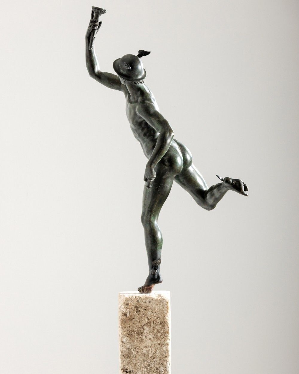 After Giambologna   Large Grand Tour Bronze Of Mercury On Carved Stone Column photo 8900.0