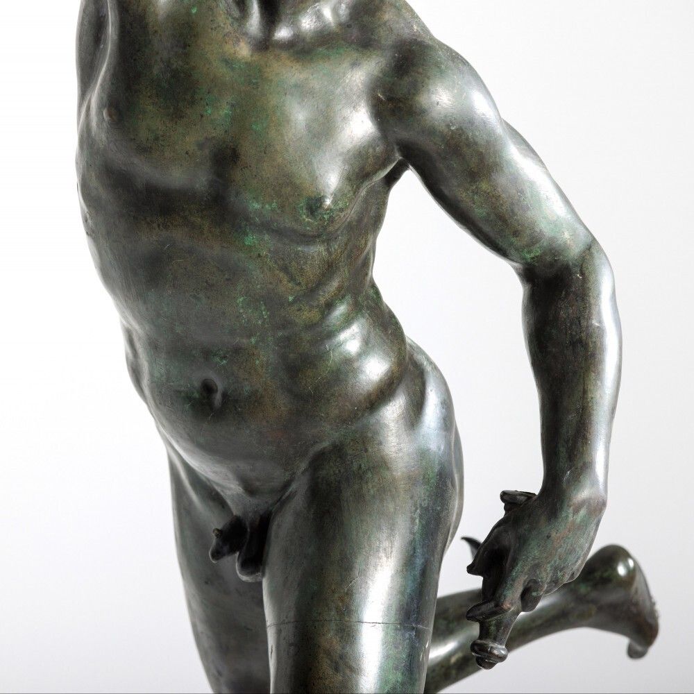 photo vintage After Giambologna   Large Grand Tour Bronze Of Mercury On Carved Stone Column