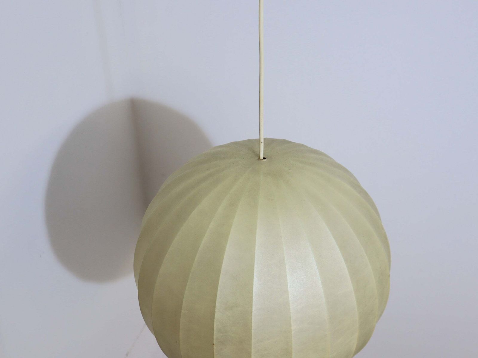1970s Italian Cocoon Globe Pendant Lamp With Teak Details photo furniture