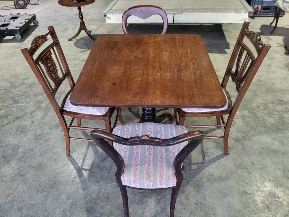 Antique Victorian Square Pedestal Tilt Top Occasional Dining Table photo 295.0