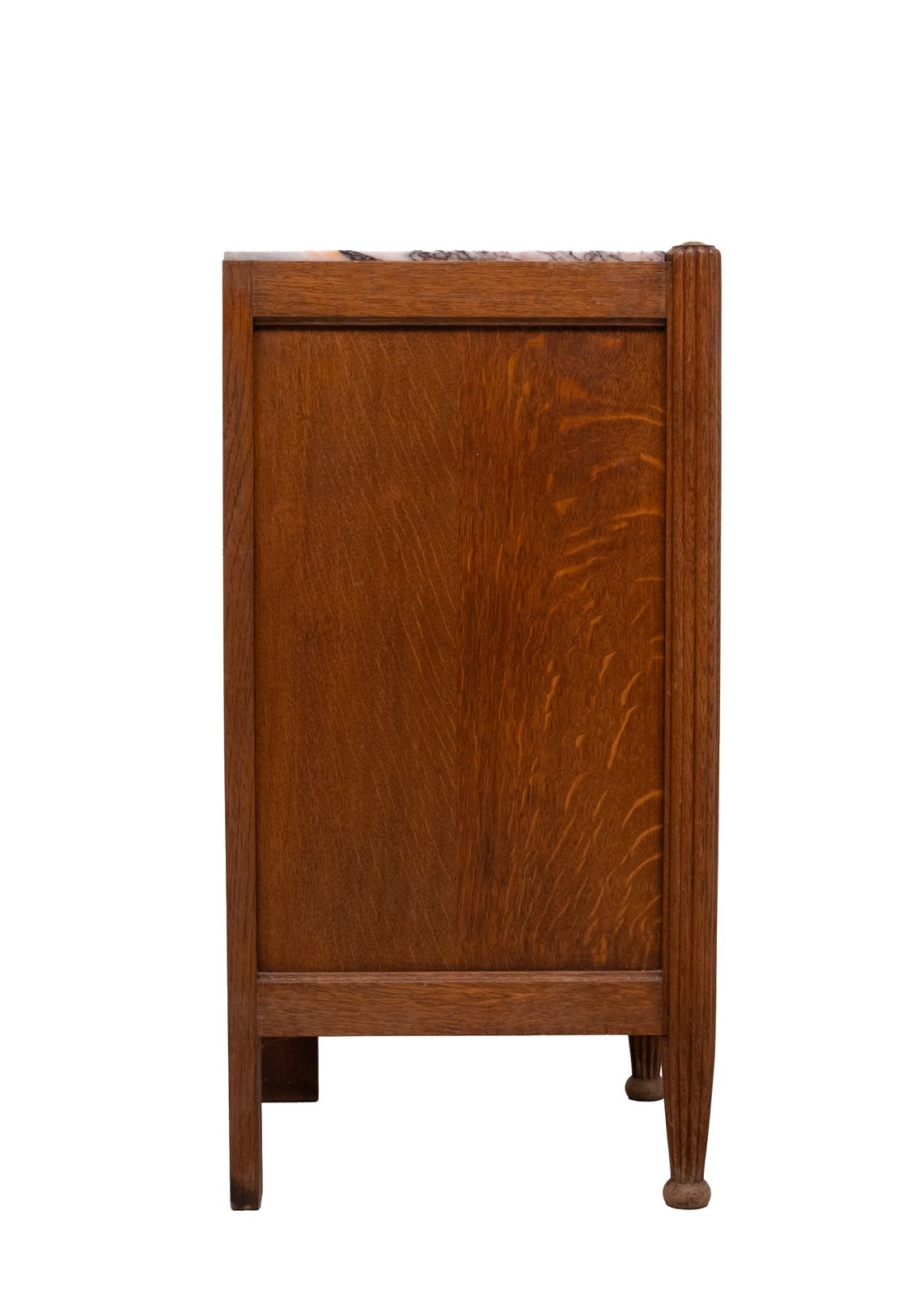 Art Nouveau Nightstand, Solid Oak & Marble Top, Hand Carved, 1920s photo vintage