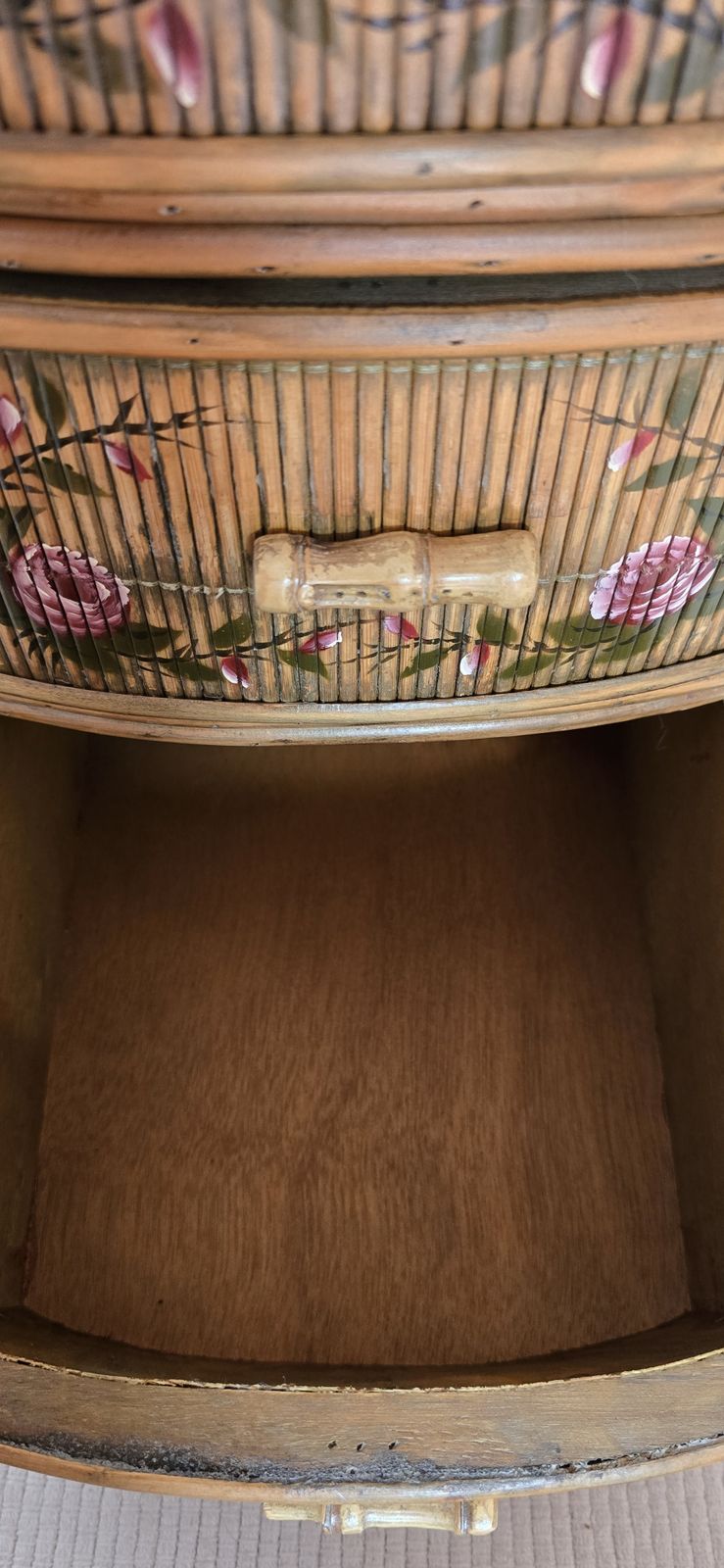 A Pair Of French Or Italian Painted Rattan Bedside Tables, Bedroom Set. photo buy