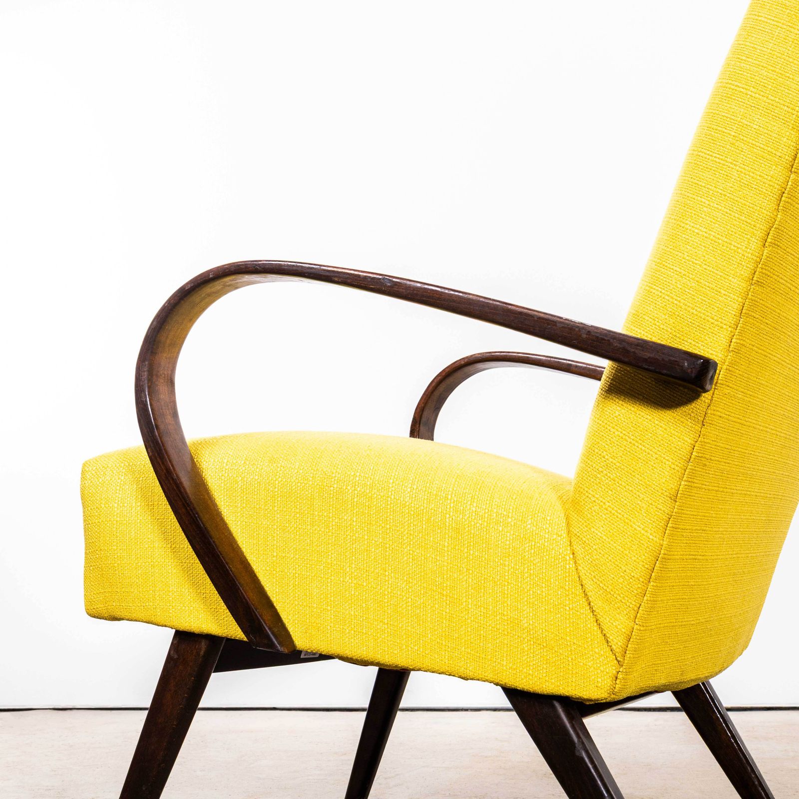 1950’s Jaroslav Smidek Original Re Upholstered Armchairs In Mustard photo furniture