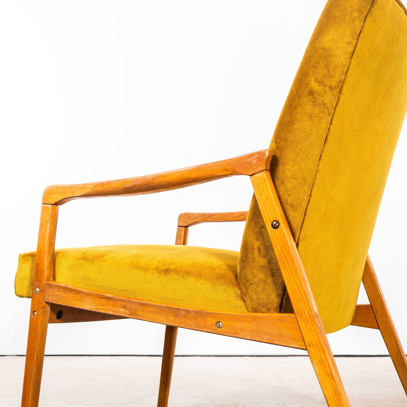 1950’s Jaroslav Smidek Original Re Upholstered Armchairs In Mustard photo furniture