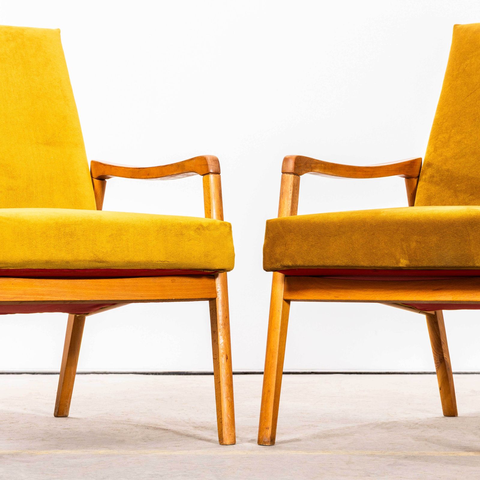 1950’s Jaroslav Smidek Original Re Upholstered Armchairs In Mustard photo 395.0