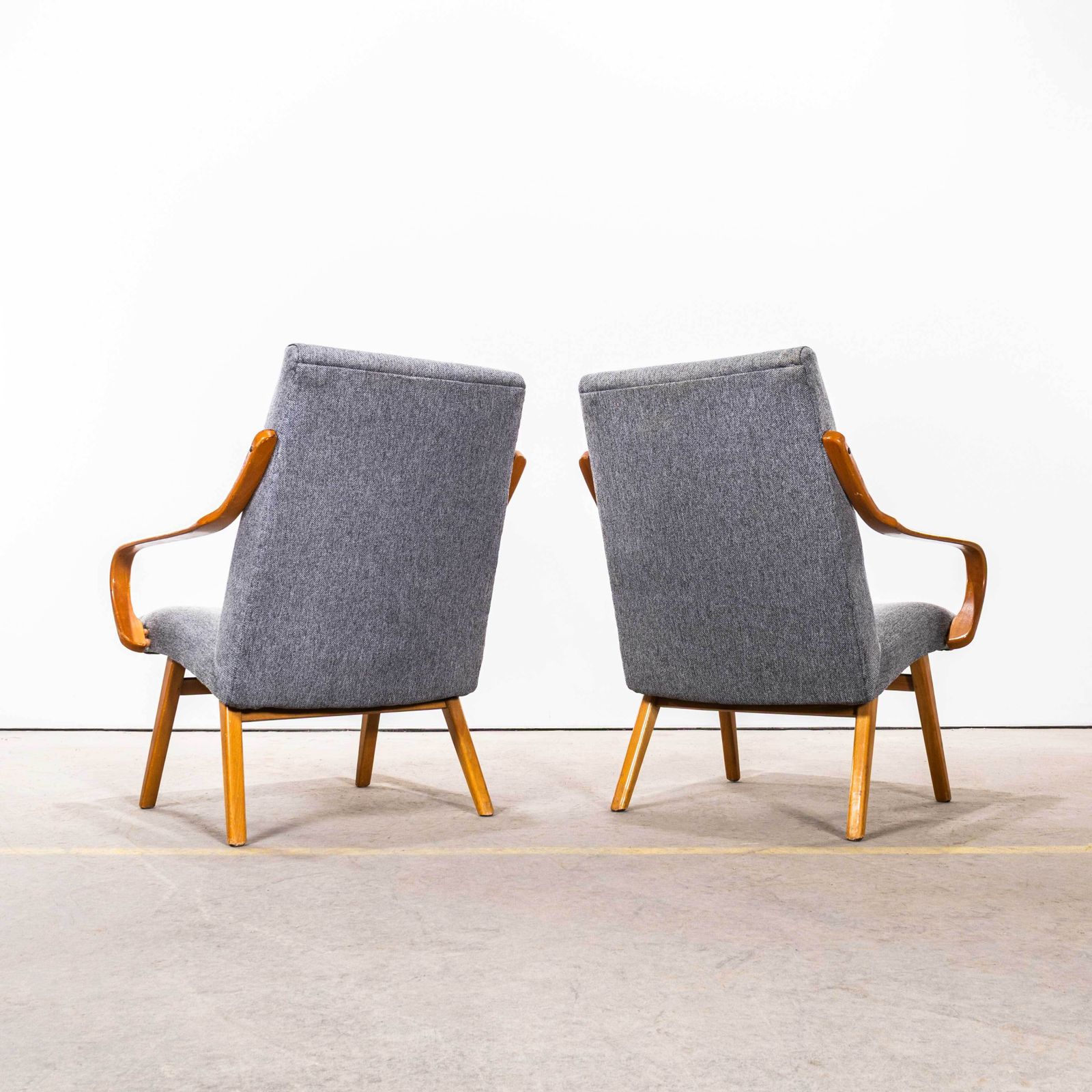 1950’s Jaroslav šmídek Cotton Linen Grey Marl Upholstered Armchairs photo 395.0