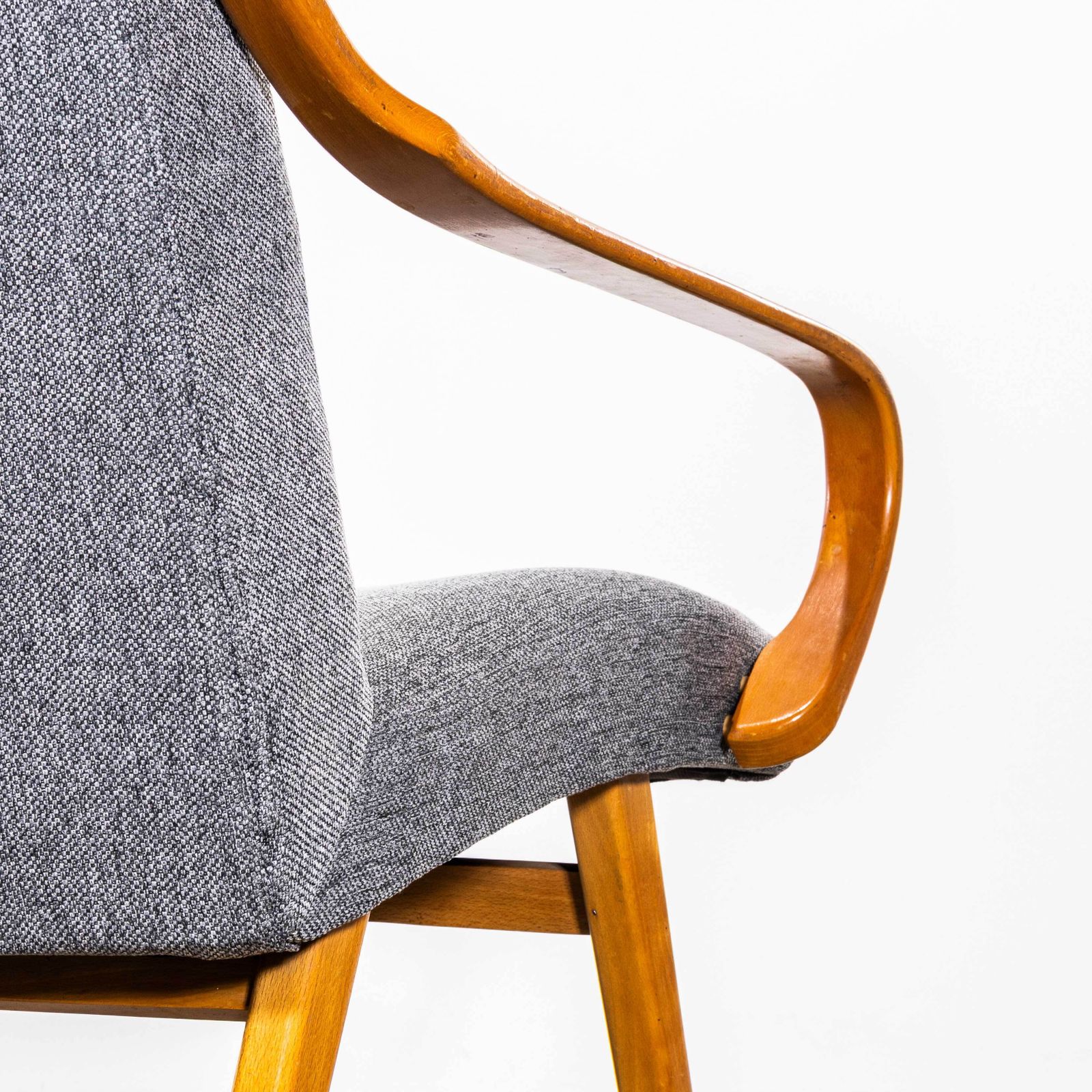 1950’s Jaroslav šmídek Cotton Linen Grey Marl Upholstered Armchairs photo vintage