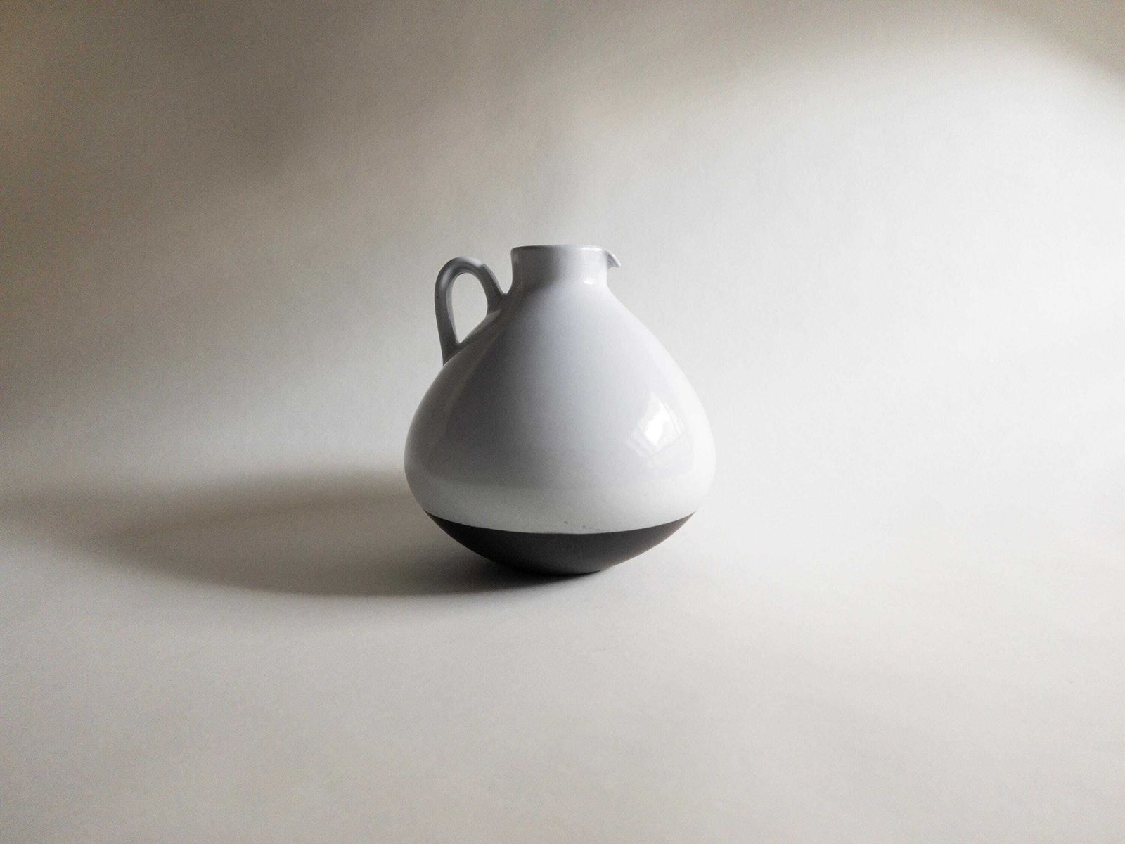 Swiss Studio Pottery Vase: Minimal White Ceramic With Handle photo Home Decor