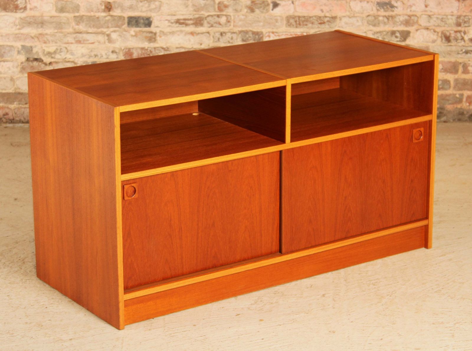 Mid Century Danish Media Stand / Vinyl Record Player Cabinet, Circa 1970s photo for sale
