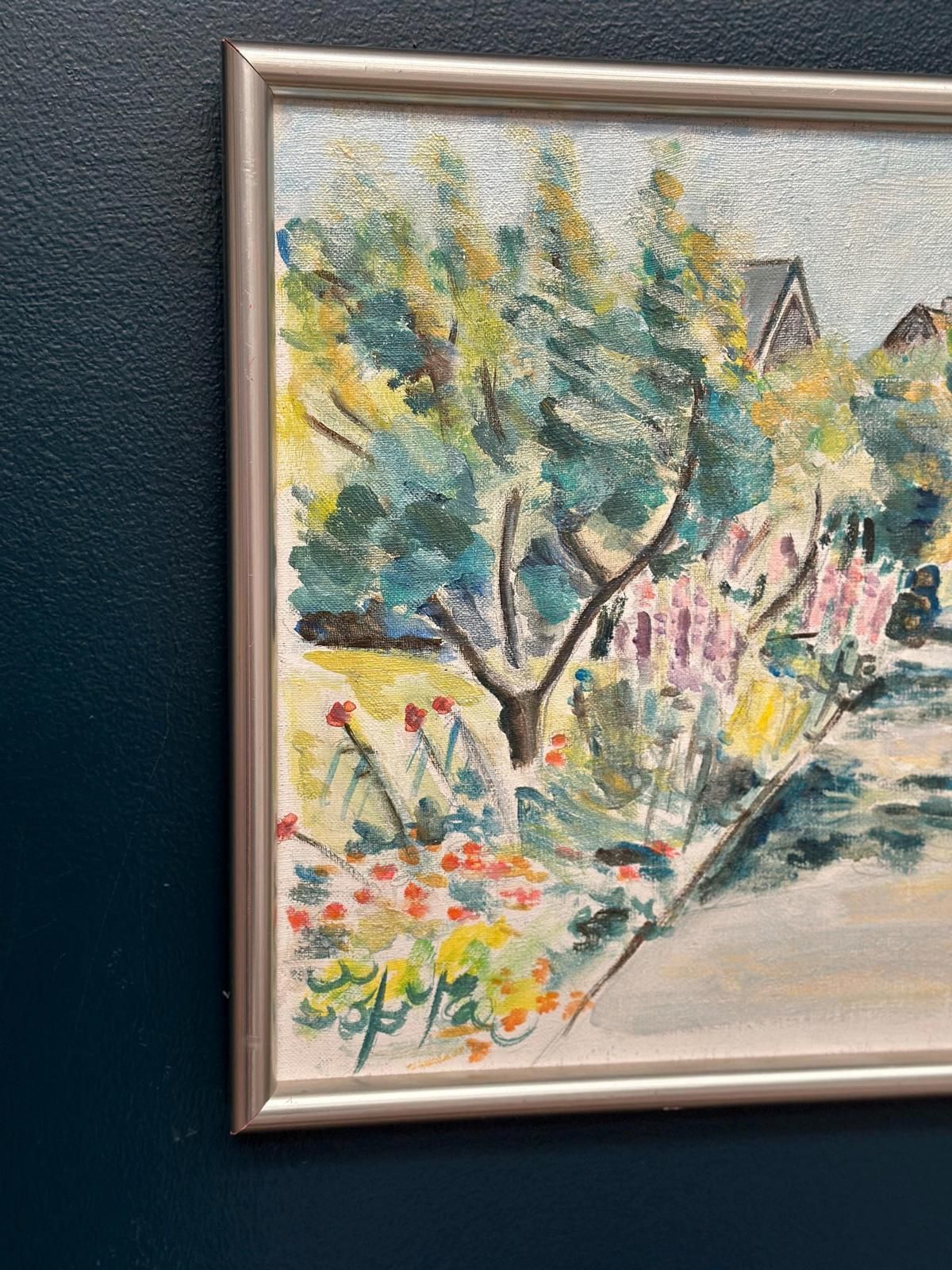 photo buy Original Swedish Oil On Canvas – “Landscape” By Lena Jenny Malmajo – Dated 2000 – Vintage & Framed – 46 × 37 Cm (18.1" × 14.6")