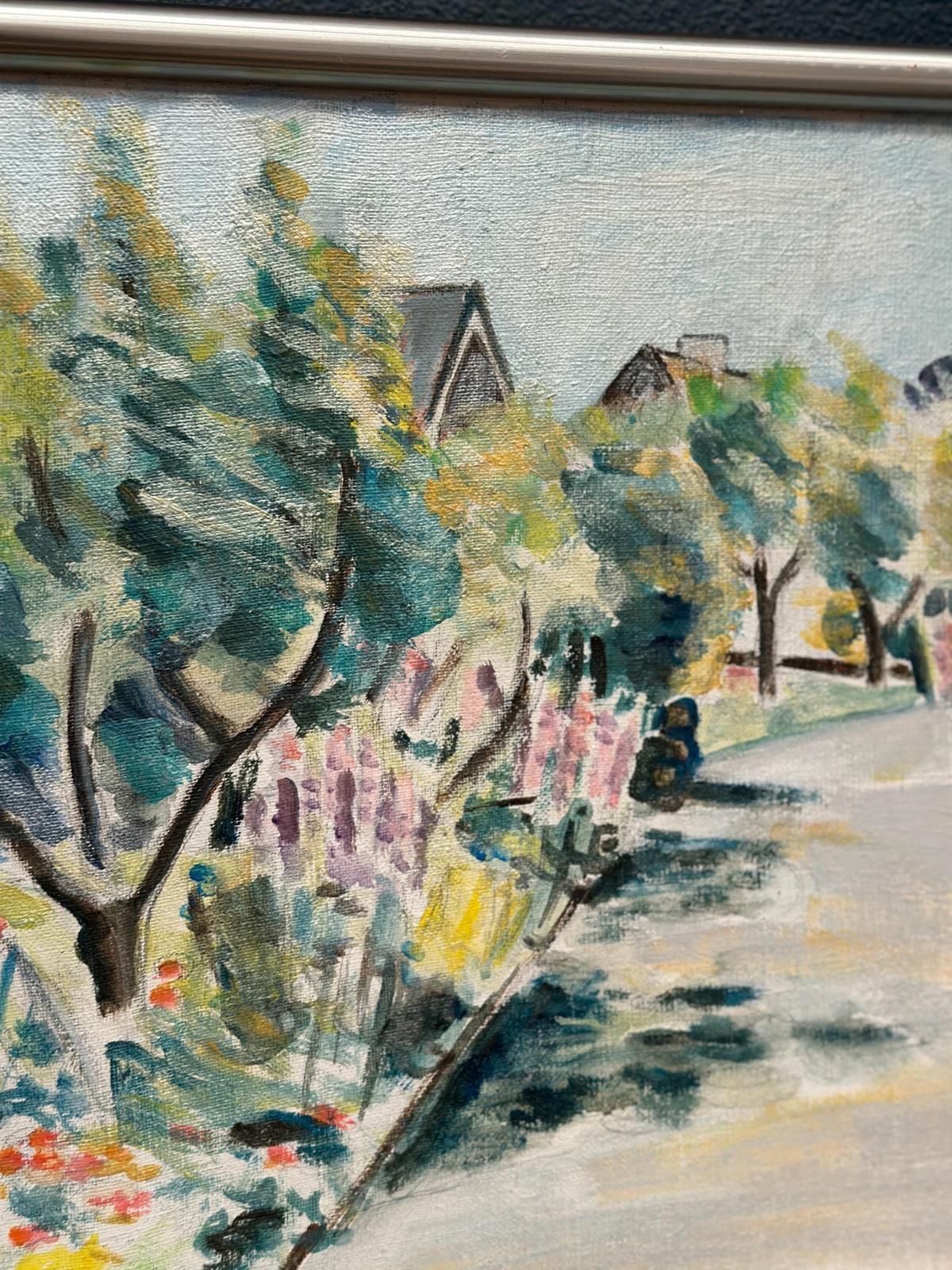 photo vintage Original Swedish Oil On Canvas – “Landscape” By Lena Jenny Malmajo – Dated 2000 – Vintage & Framed – 46 × 37 Cm (18.1" × 14.6")