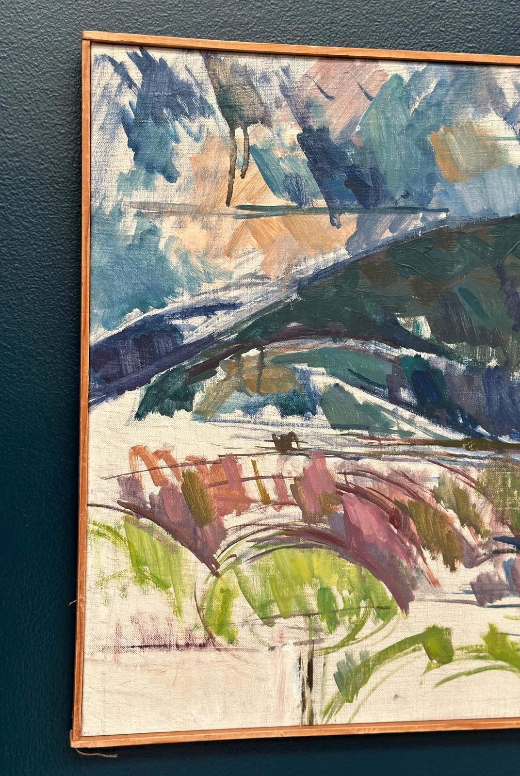 photo furniture Original Mid Century Swedish Oil On Canvas – “Serene Landscape” By Sture Ekengren – Vintage & Framed – 62 × 48 Cm (24.4" × 18.9")