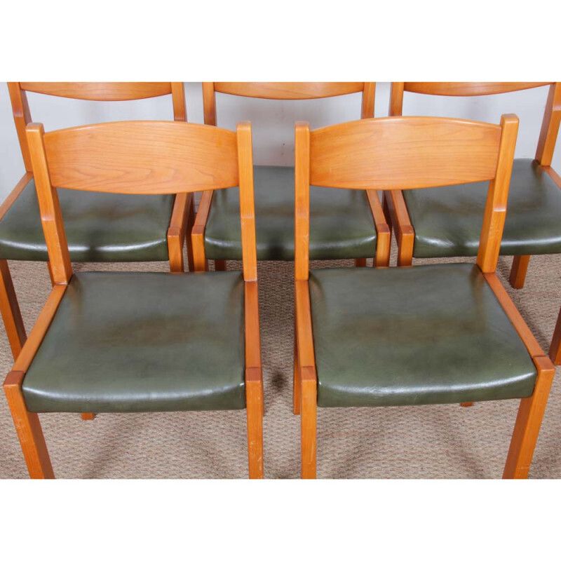 Set Of 6 Chairs In Solid Elm And Leather By Self, 1980 photo 1411.0