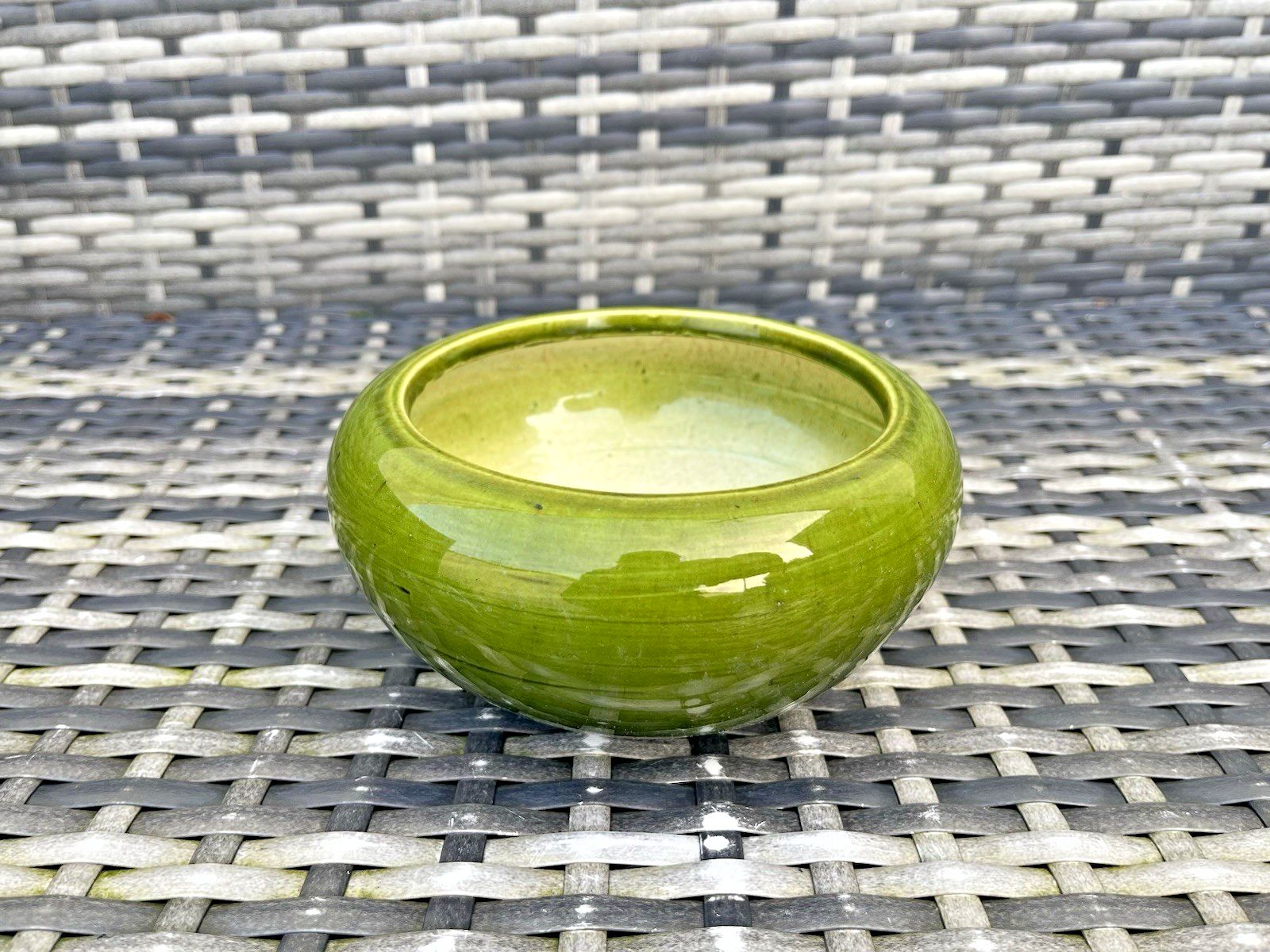 Small Antique Art Nouveau Green Bretby Pottery Squat Vase Planter Plant Pot 1644 photo vinterior