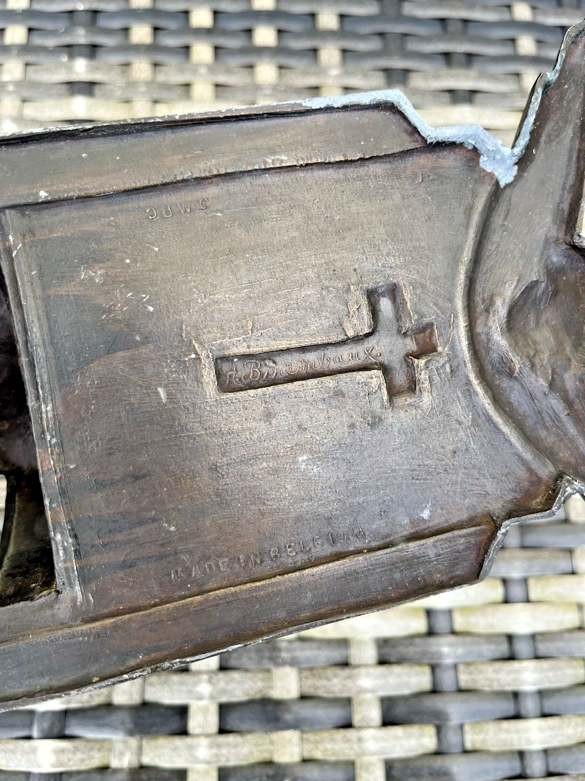 Belgian Antique Art Deco Angel Holy Water Catholic Church Font Signed Birembaux photo vinterior
