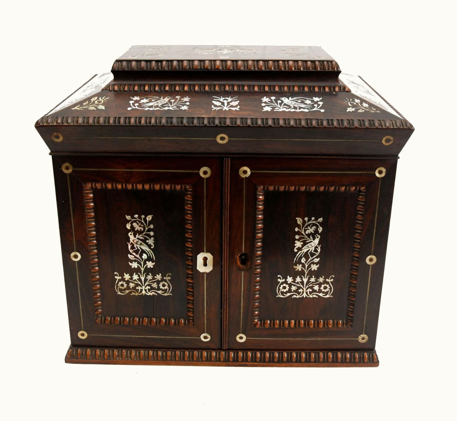 Victorian Collectors Cabinet Mother Of Pearl Jewellery Chest 1880 photo vinterior