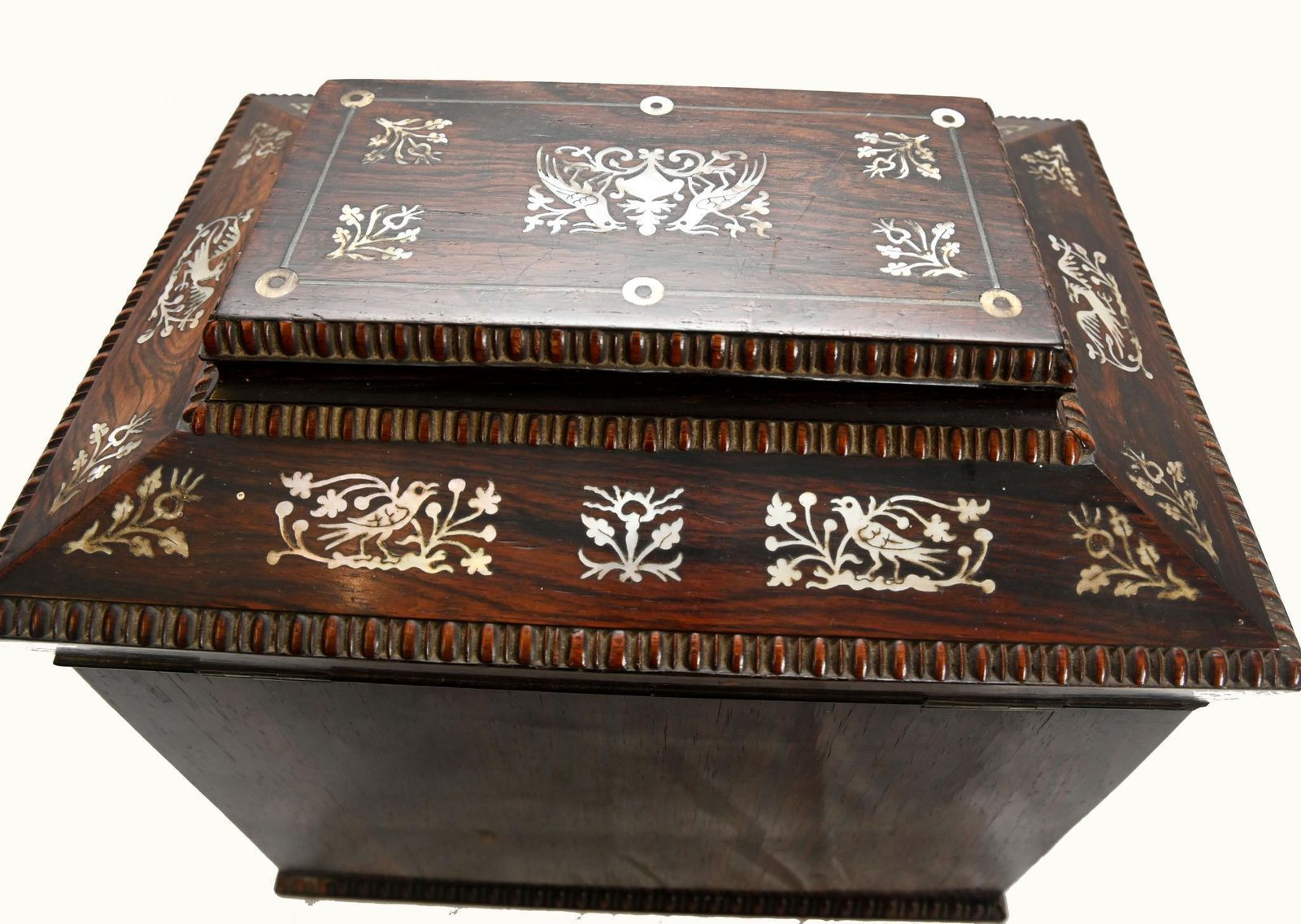 photo vintage Victorian Collectors Cabinet Mother Of Pearl Jewellery Chest 1880