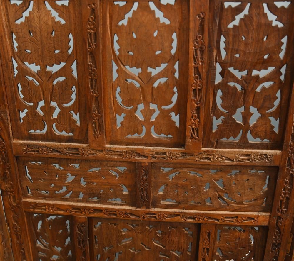 Indian Carved Hardwood Room Screen Mughal Revival Anglo Indian Style photo for sale