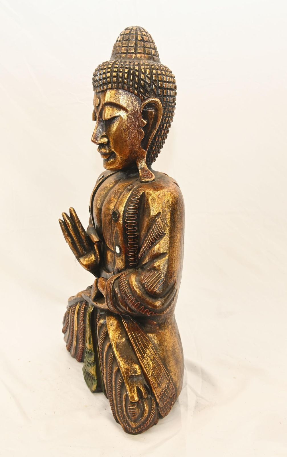 Seated Tibetan Buddha Statue   Carved Buddhist Art photo 545.0