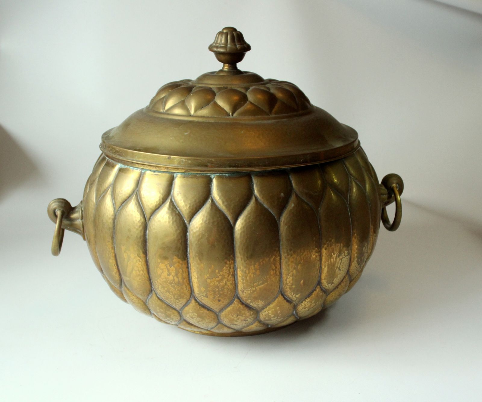 Art Nouveau Brass Punch Bowl With A Glass Insert   Made By Böhme + Hennen Dresden/Germany In The 1900s photo for sale