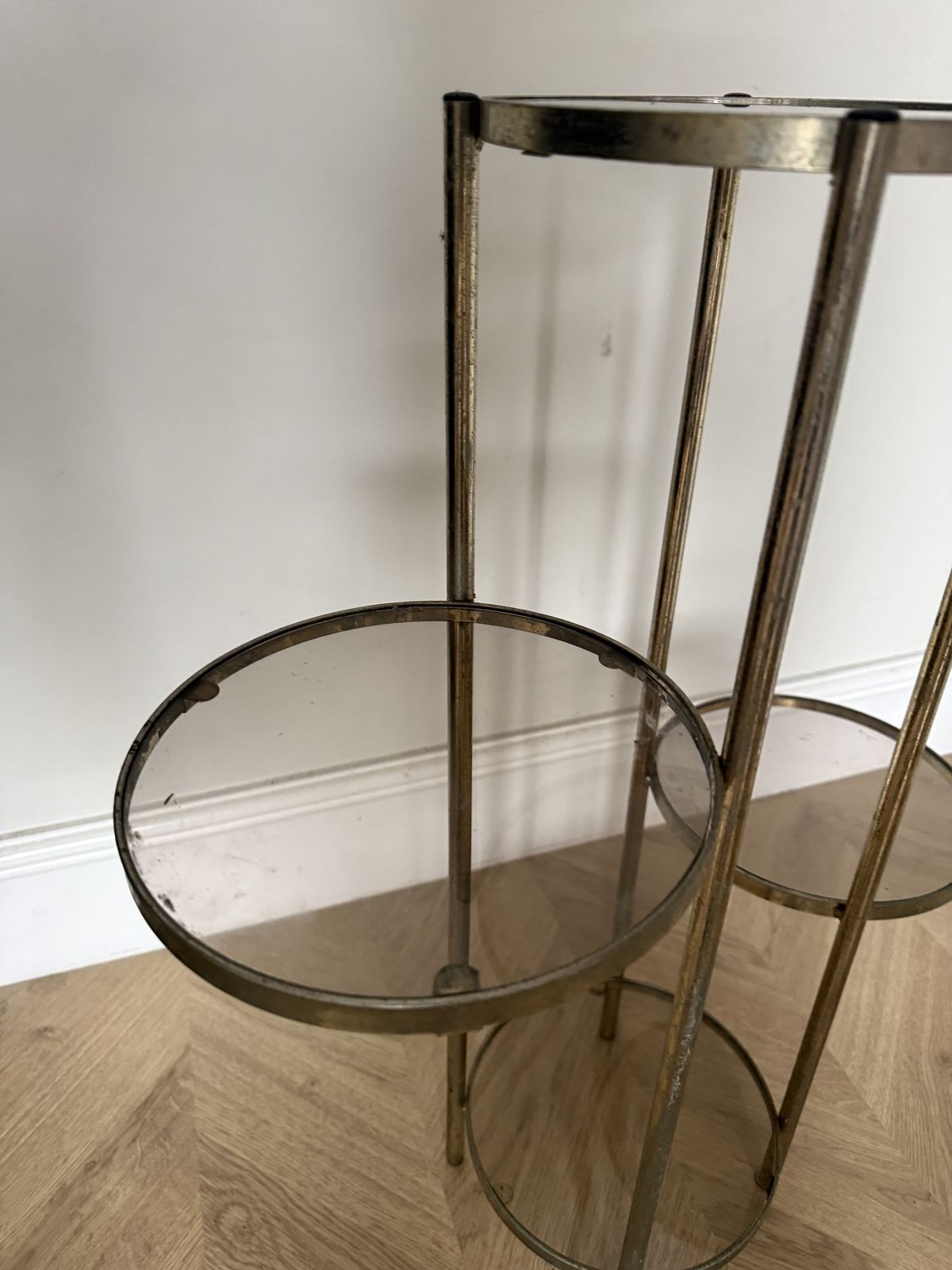 Hollywood Regency 4 Tier Brass & Glass Plant Stand / Display Unit photo furniture
