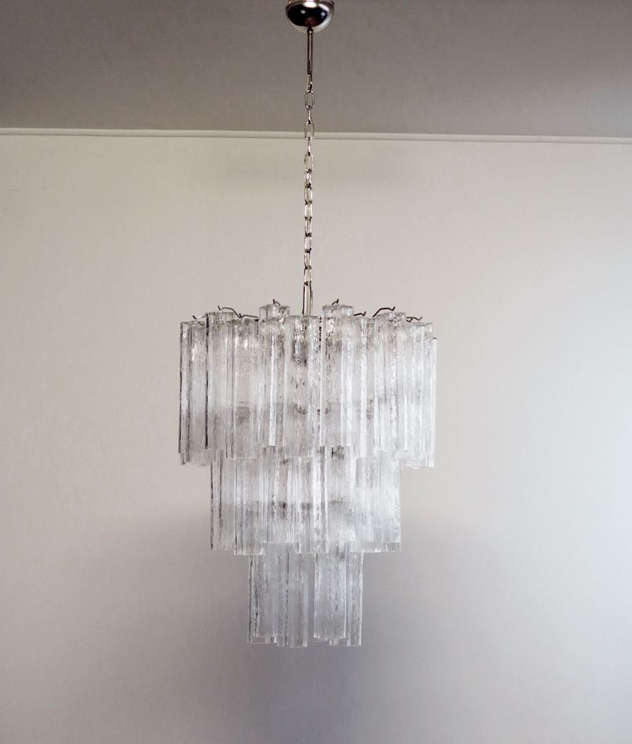 Large Three Tier Venini Murano Glass Tube Chandelier – 48 Glasses photo furniture