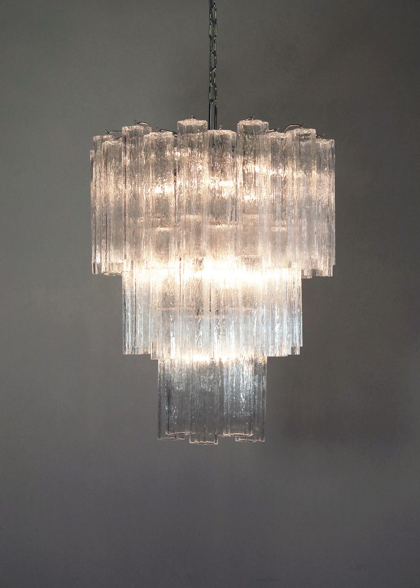 Large Three Tier Venini Murano Glass Tube Chandelier – 48 Glasses photo buy