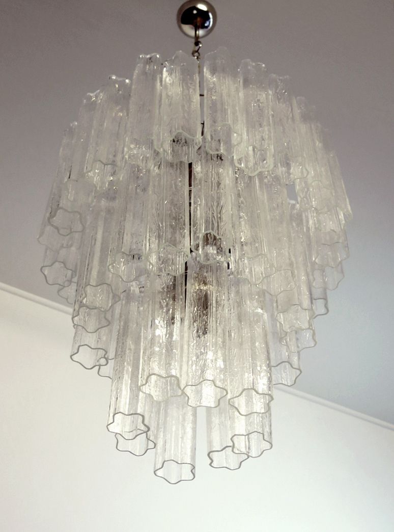 photo for sale Large Three Tier Venini Murano Glass Tube Chandelier – 48 Glasses