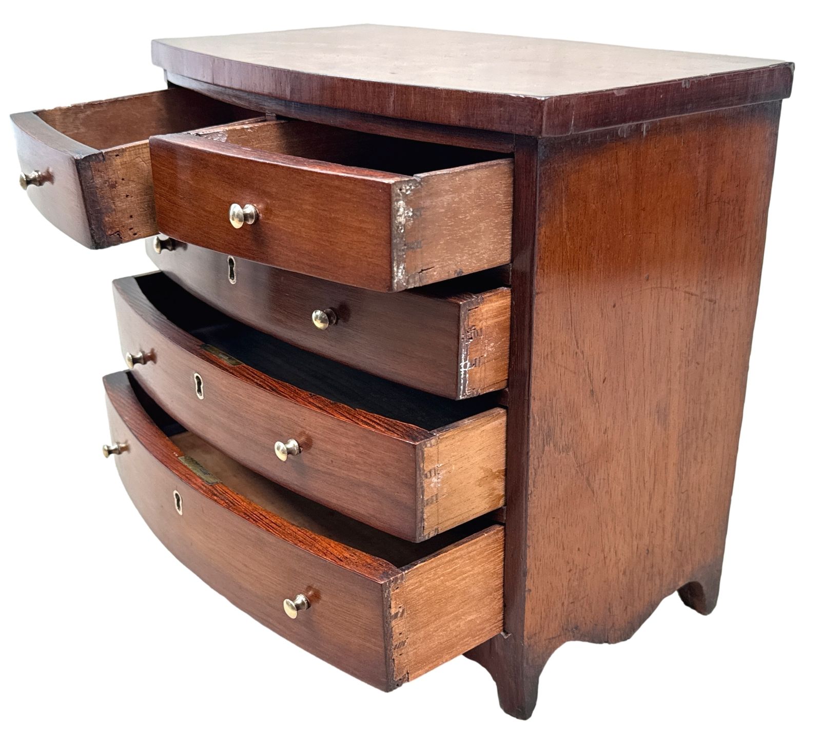 19th Century Victorian Miniature Bowfront Chest (England, Circa 1860) photo vinterior