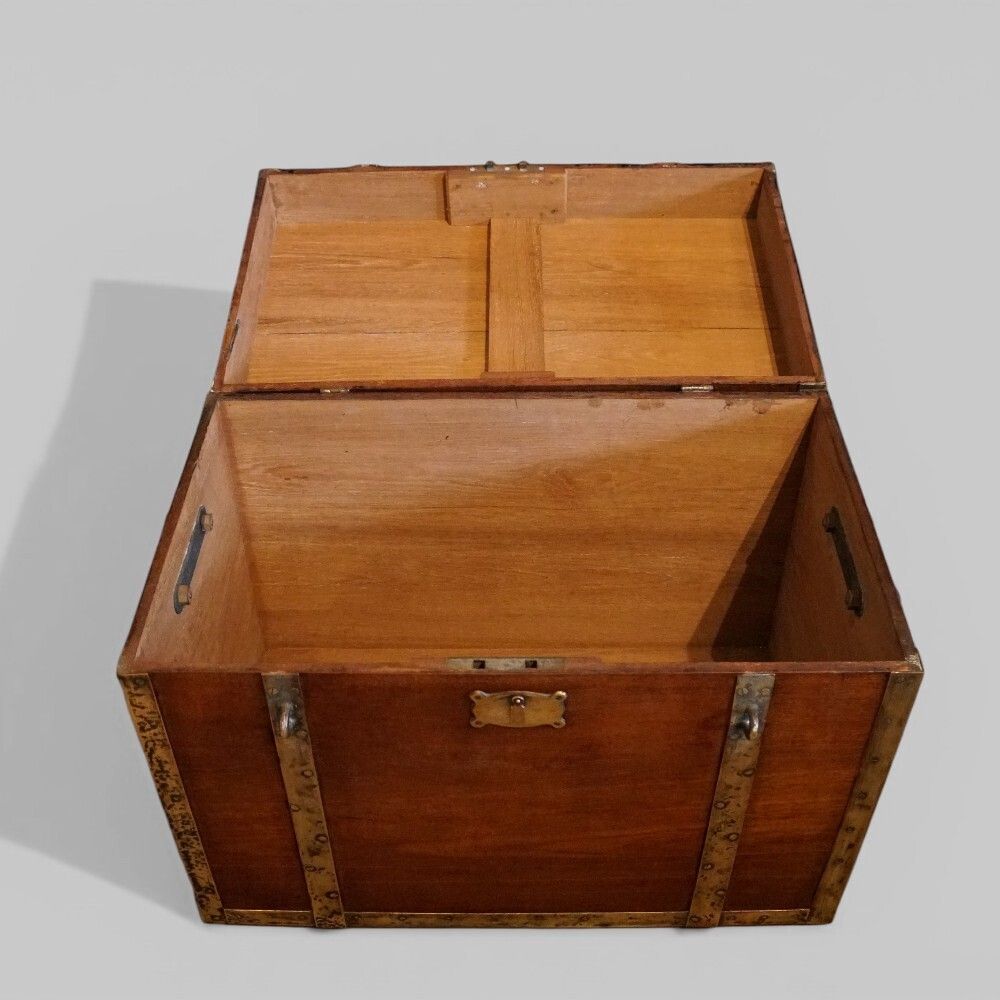Antique Brass Bound Teak Trunk photo buy