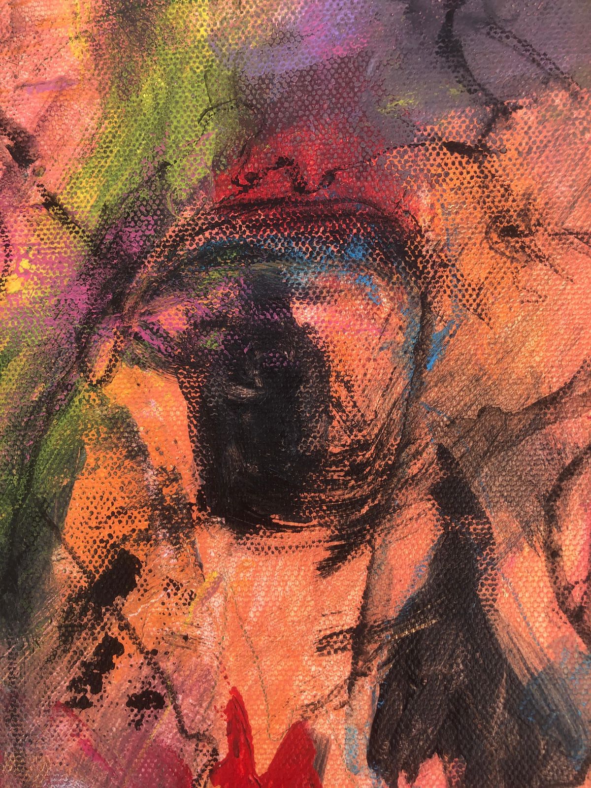 Nerea Chaos Round Neo Expressionist Abstract Skull Painting Contemporary Spanish Oil On Canvas Tondo Format 2022 photo Art