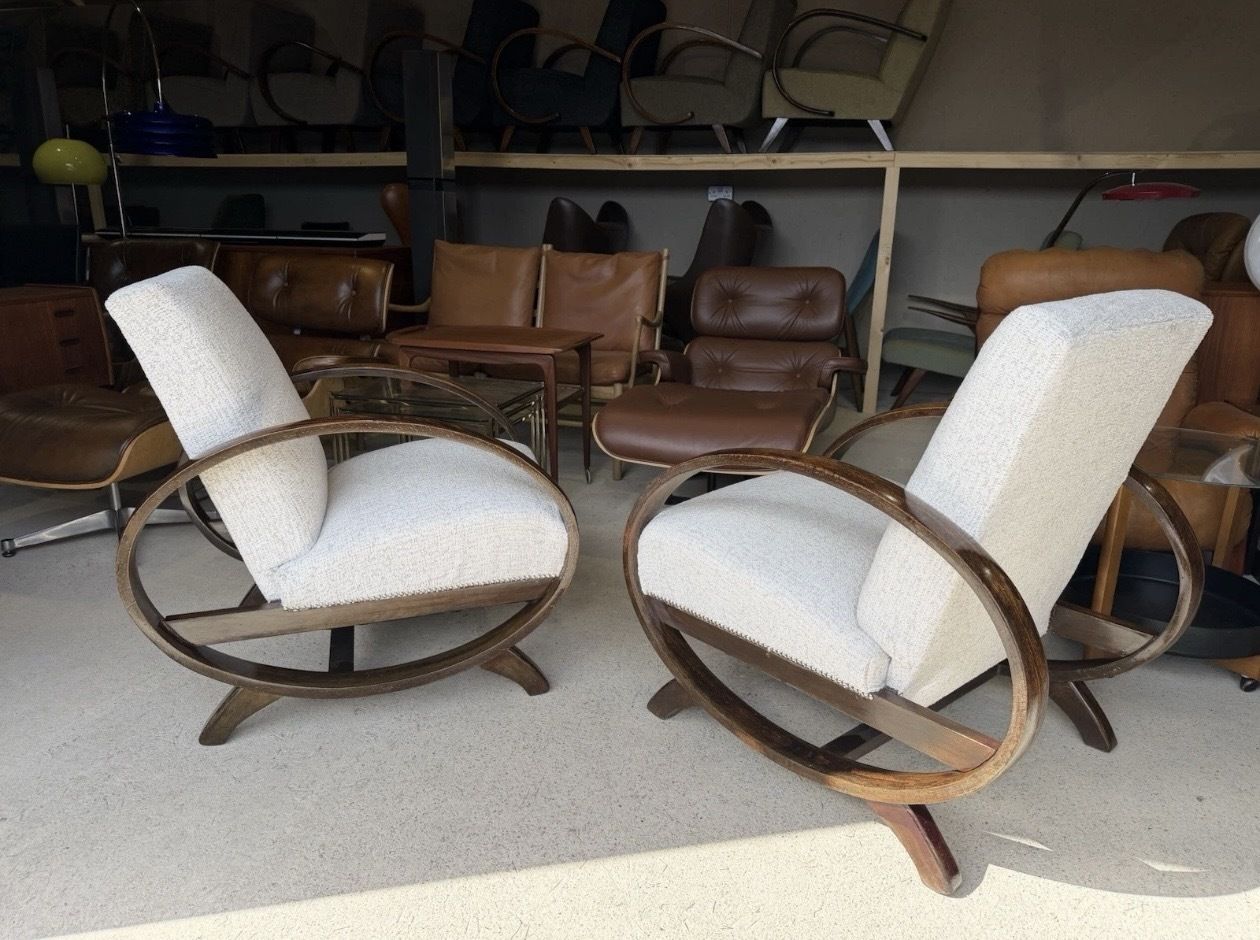 Furniture Pair Of Jindrich Halabala Armchairs Art Deco Style photo