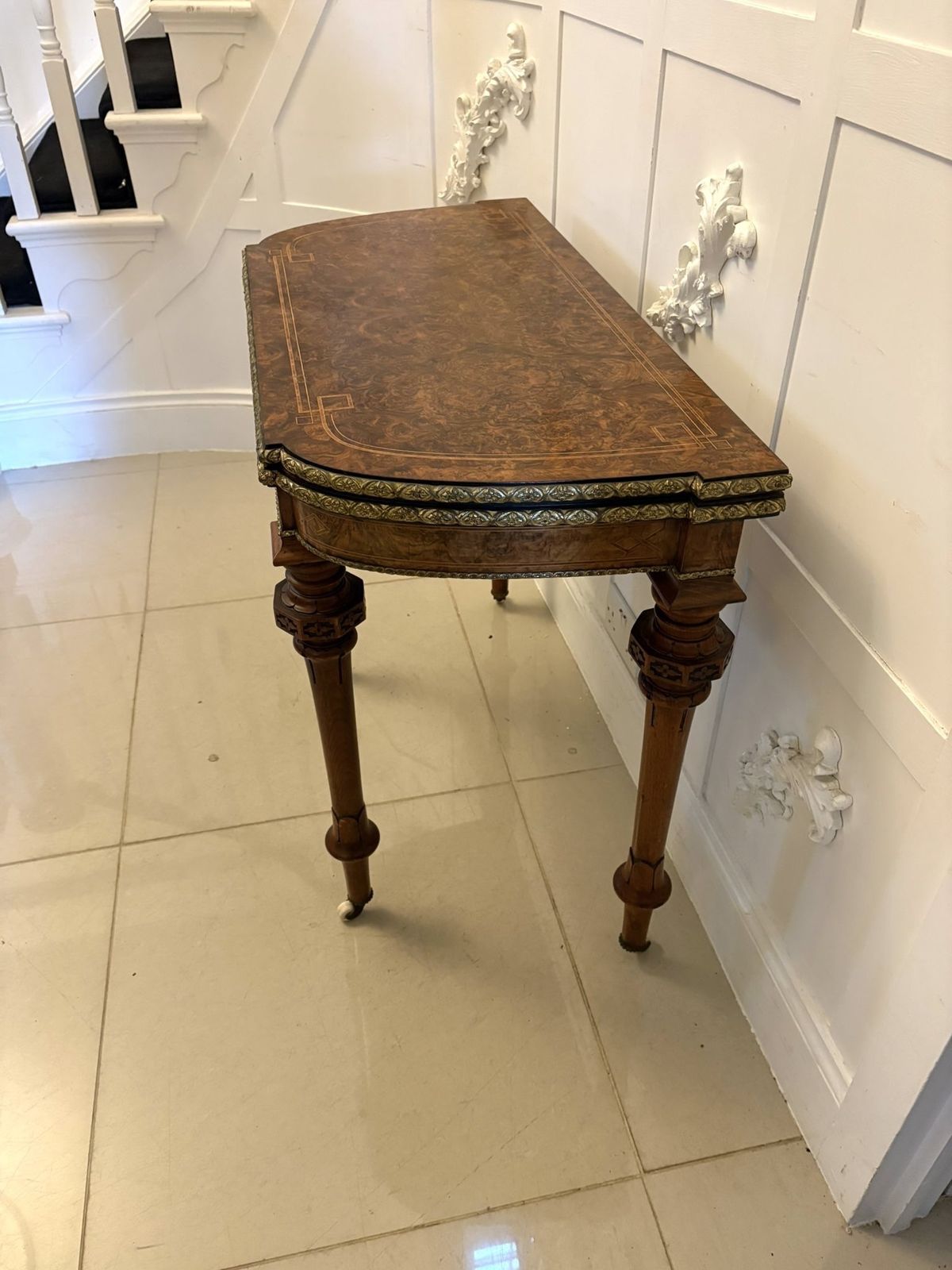 Antique 19th Century Burr Walnut Side Table With Ormolu Mounts And Inlay photo buy