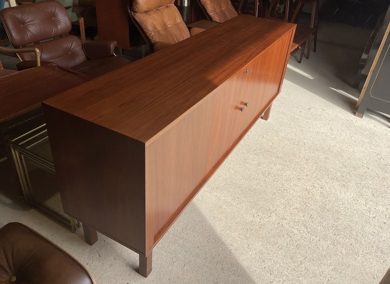 Mid Century Danish Teak Tambour Sideboard By Danflex Systems 1970s photo for sale
