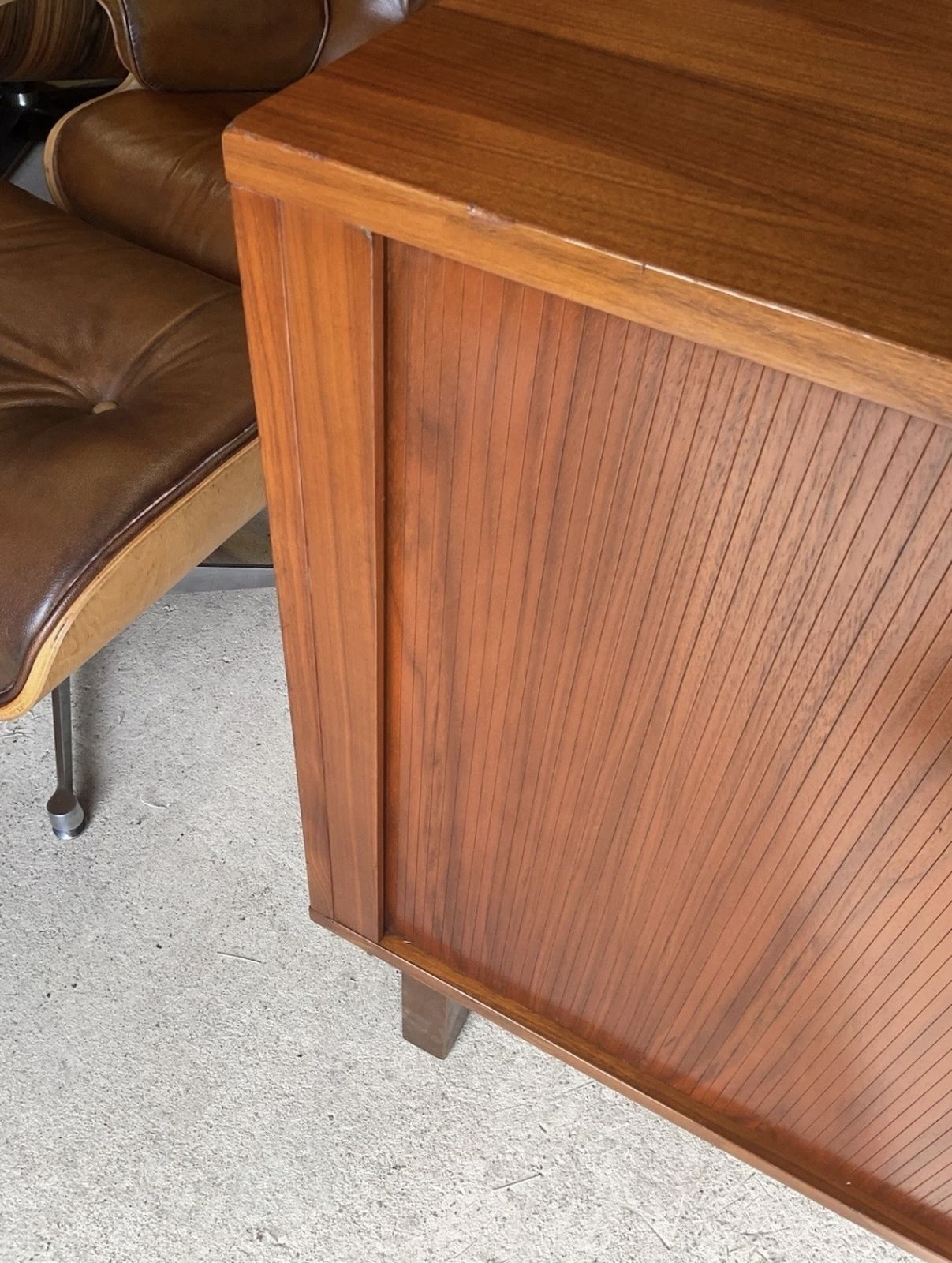 photo furniture Mid Century Danish Teak Tambour Sideboard By Danflex Systems 1970s