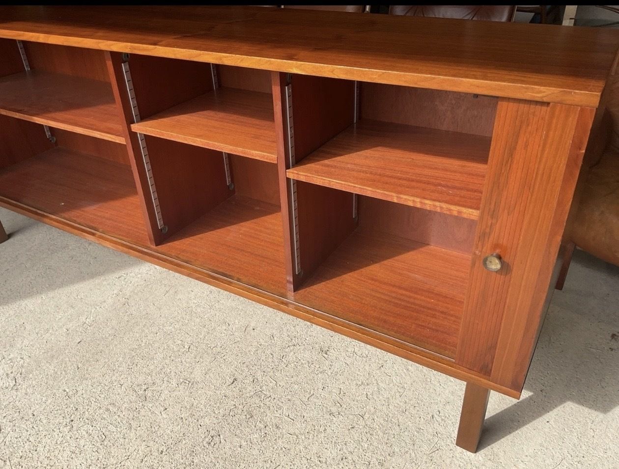 Furniture Mid Century Danish Teak Tambour Sideboard By Danflex Systems 1970s photo