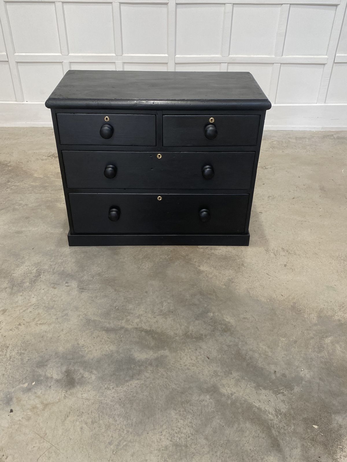 Small Pine Ebonised Chest Of Drawers