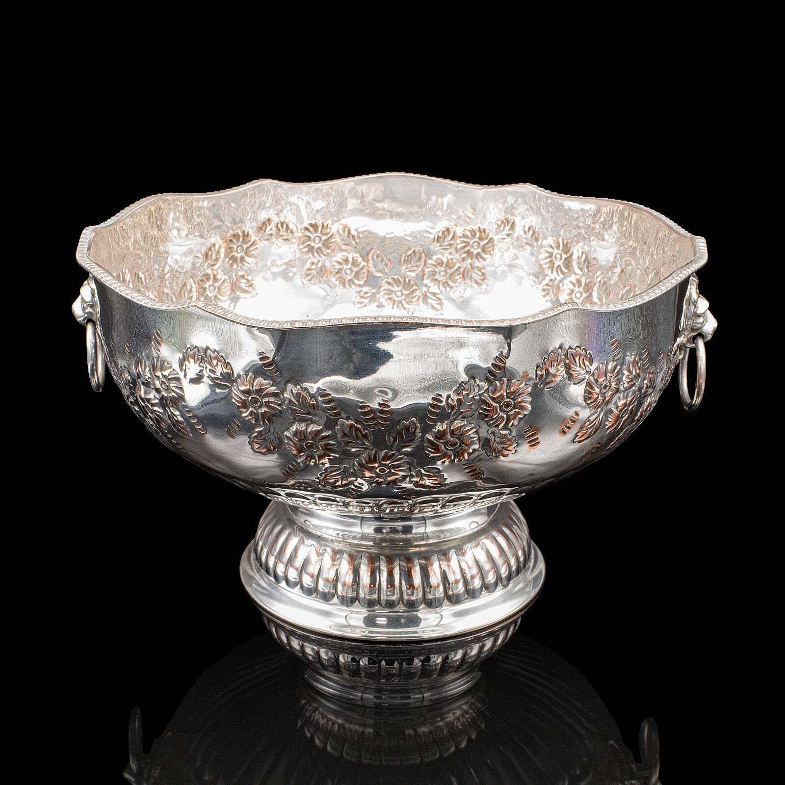 Vintage Punch Bowl, English, Silver Plate, Ice Dish, Cooler, Trophy, Art Deco photo furniture