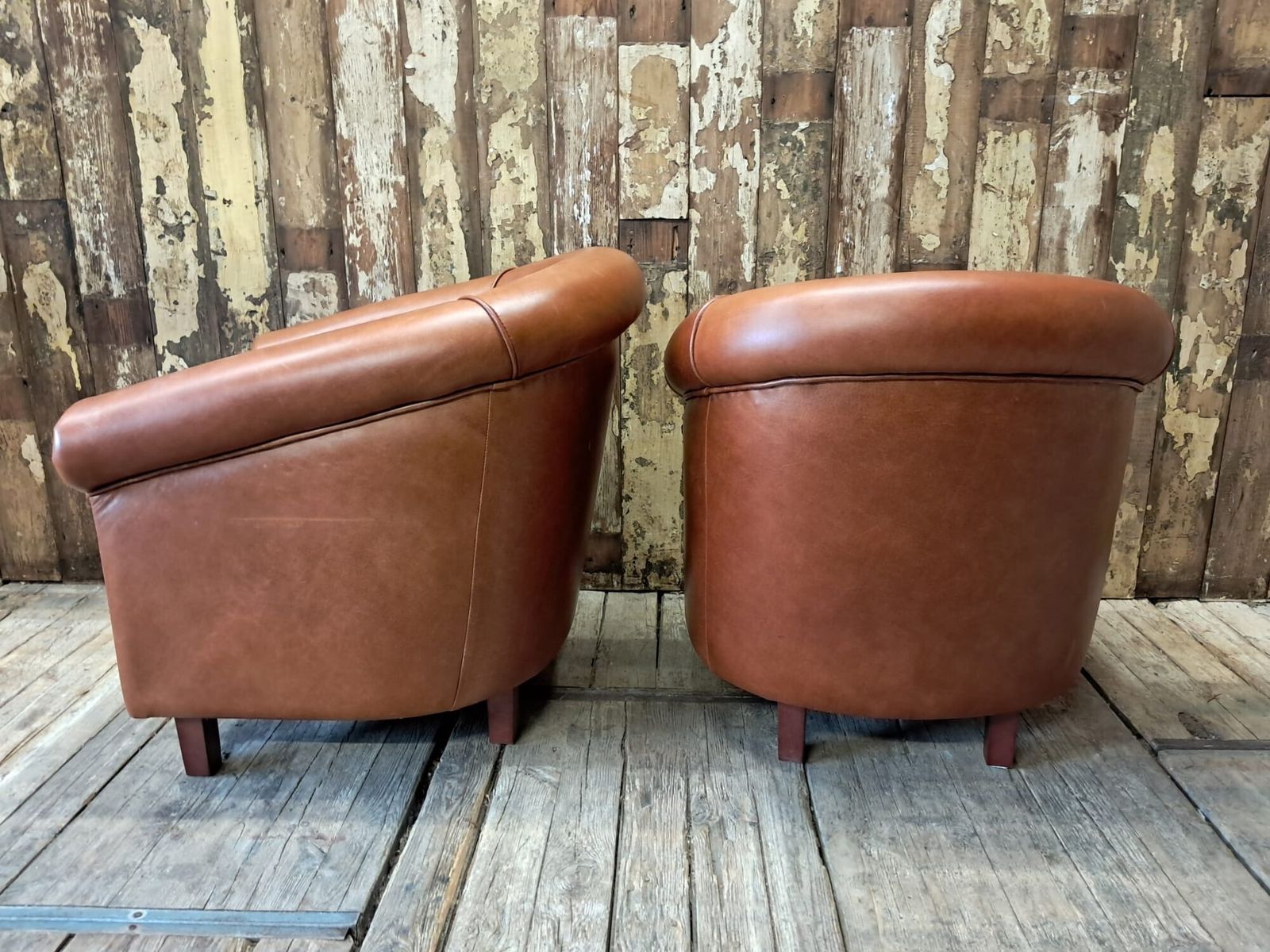 Pair Of Leather Tub Chairs, 1980s photo Furniture