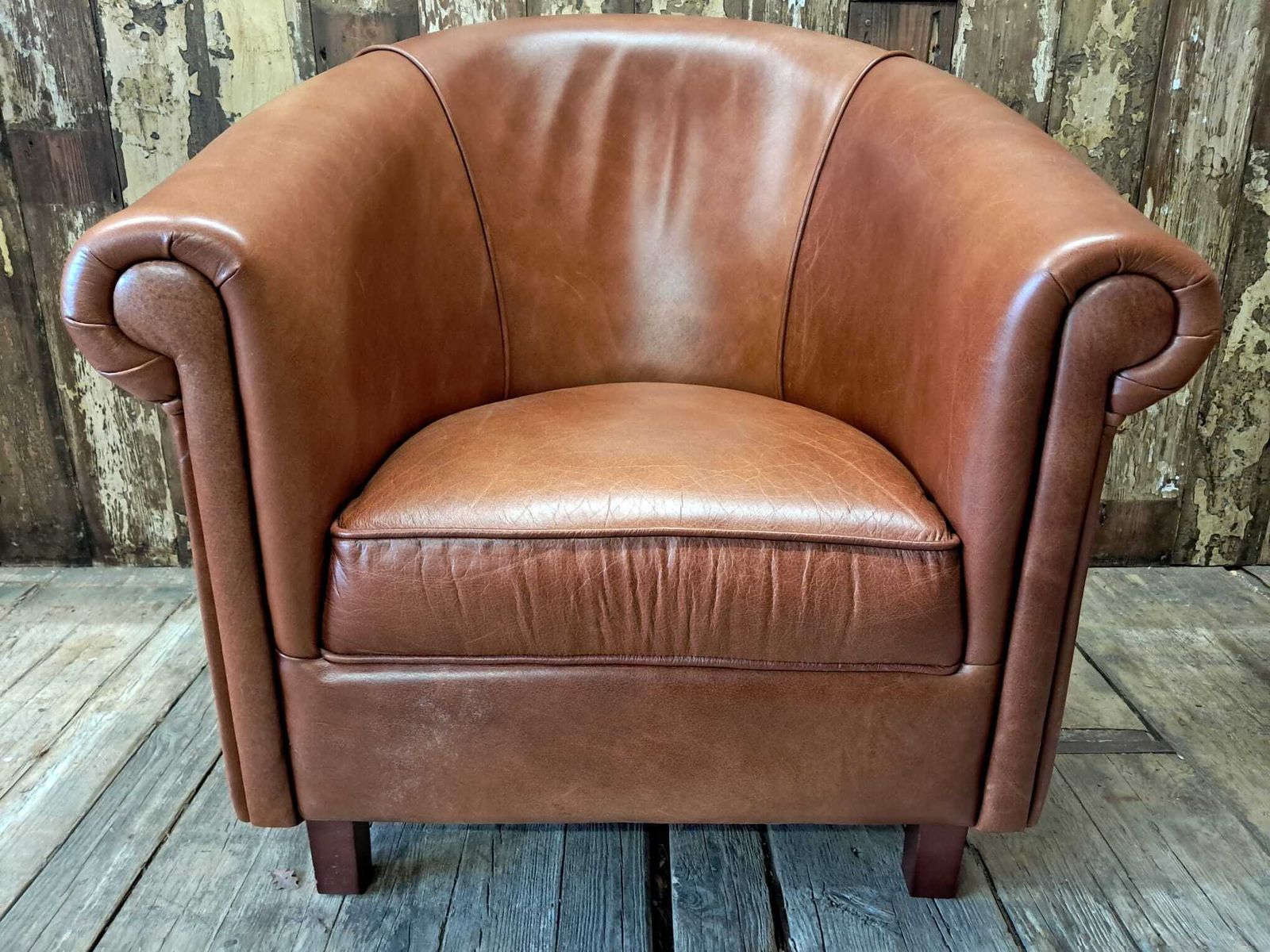 1395.0 Pair Of Leather Tub Chairs, 1980s photo